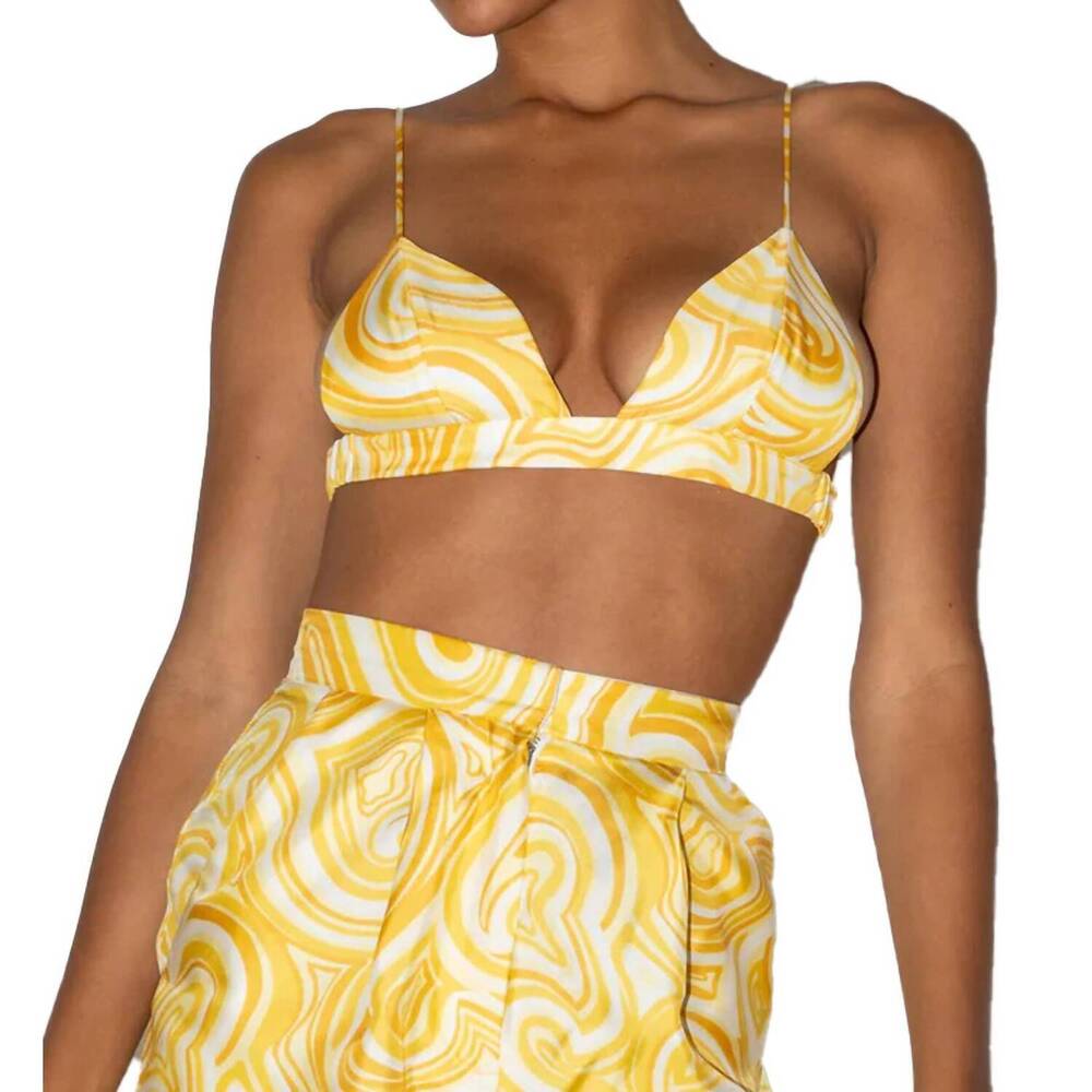 NEW RONNY KOBO kara bra crop top in yellow